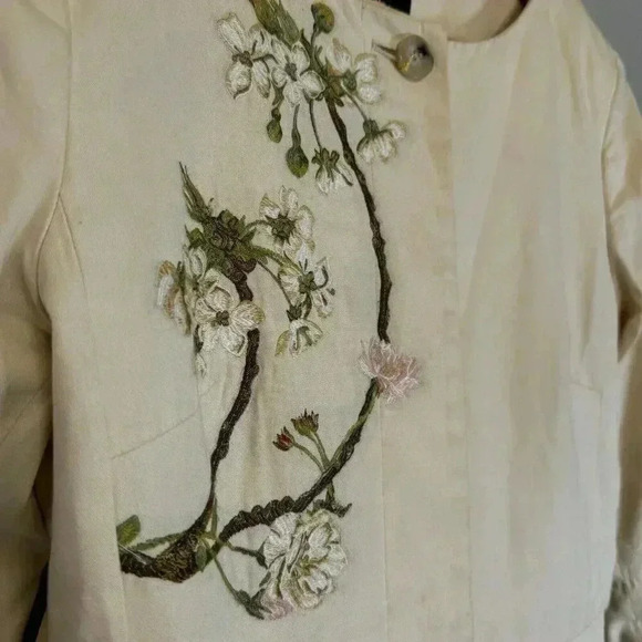 Cole Haan Women's size 2 Long Embroidered Coat Lined Dress Jacket - Picture 6 of 14